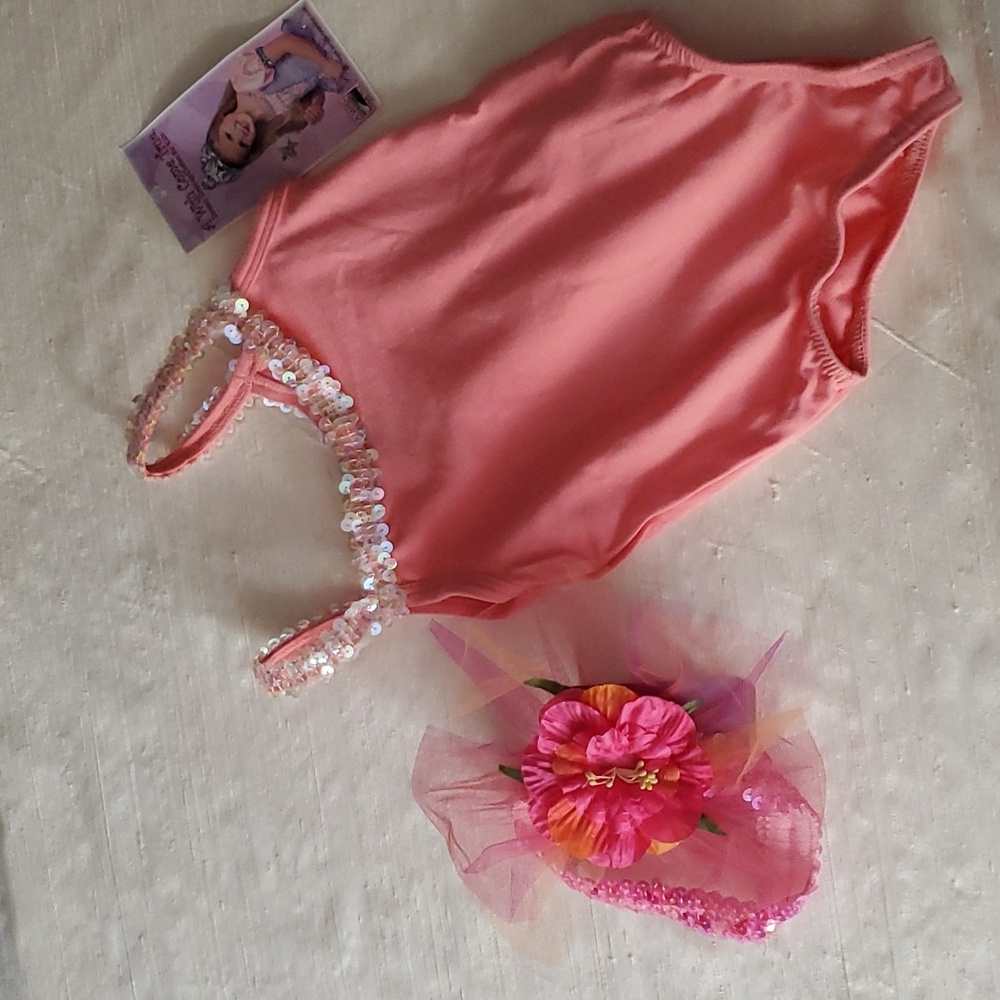 Girls Headband & Bodysuit Leotard Set - size XS: 3-4